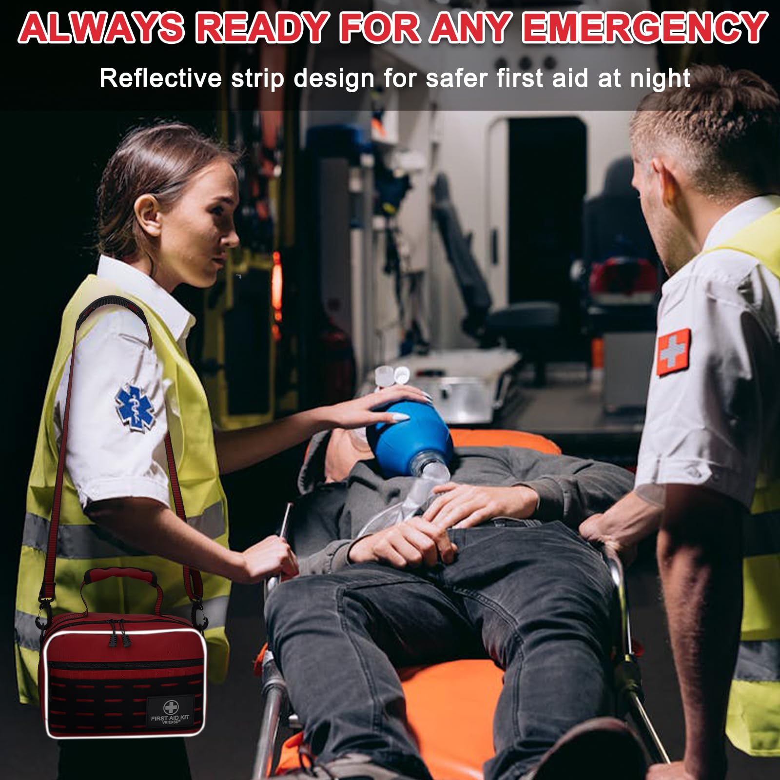 VRIEXSD Premium 450 Piece Large First Aid Kit for Home, Travel, Camping, Car, Hiking & Outdoor Emergencies - Emergency Medical Kits, Home & Businesses Medical Supplies