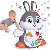 MOONTOY Easter Bunny Musical Toy for 1 +Year Old, Baby Crawling Toys 6 to 12 Months, Baby Easter Gifts for Girls Boys Dancing Toys for 6 7 8 9 10 12 18 Months, Baby Easter Basket Stuffers