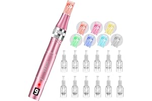 VOFEL Microneedling Pen Microneedle Derma Roller Pen for Face Home Use with 12 Pcs Replacements (Pink)
