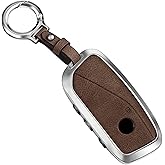 WelaDawn Key Fob Cover Case Leather Compatible for BMW 2025 2024 2023 5/7 Series , X5, X6, X7,X2, X5M,I5,I7,XM,2022-2023 IX, Brown Keychain for Women Men