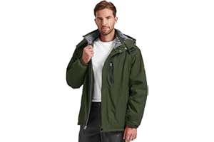 Kugnala Men's Winter Skiing Jacket Waterproof Warm Snow Fleece LiningCoat Mountain Hooded Windproof Rain Jacket S-5XL