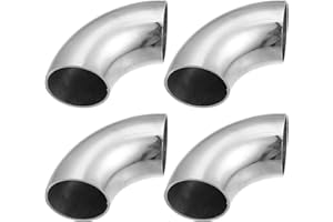 X AUTOHAUX 4pcs OD 1.5 Inch 90 Degree Mandrel Bend Elbow SS304 Stainless Steel Bend Tube Exhaust Elbow Pipe for Car Modified Exhaust System 1.5" Piping Silver Tone