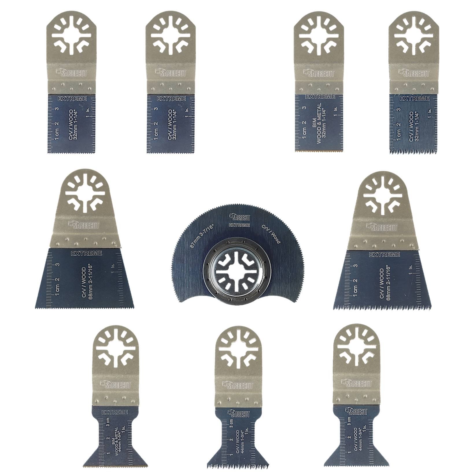 10 x SabreCut PRK10D Mix Blades Compatible with Bosch Fein (Non-StarLock) Makita Milwaukee AEG Batavia Einhell Ergotools Hitachi Parkside Ryobi Worx Workzone Multitool Multi Tool Accessories