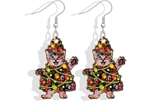 YANCHUN Christmas Earrings Set Snowman Dangle Drop Earrings Christmas Tree Jingle Bell Reindeer Snowflake Earrings Xmas Earrings Christmas Jewelry Christmas Gifts