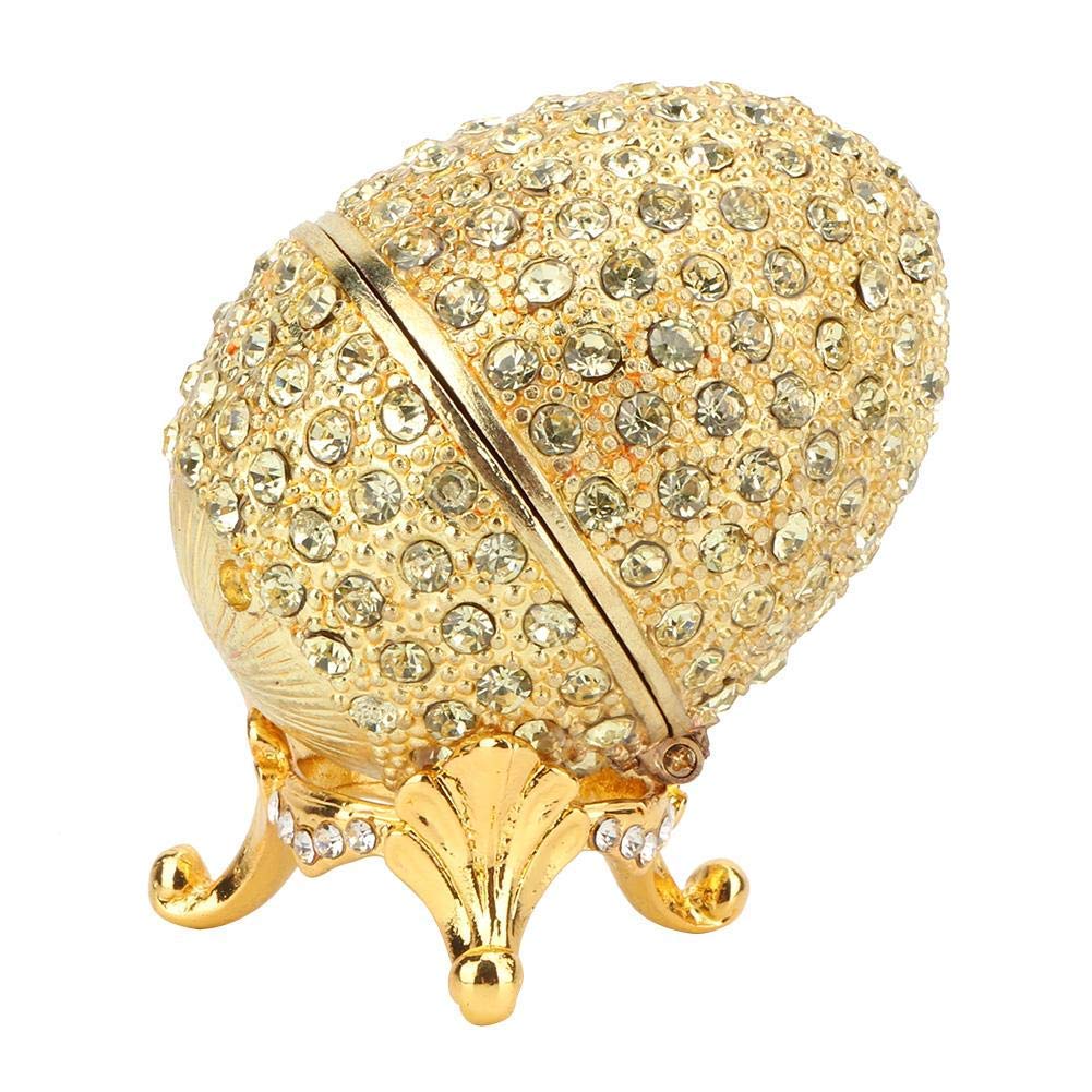 Enamel painted diamond-encrusted metal handmade alloy jewelry box gold-plated full diamond egg-shaped handicraft ornaments, Ornament
