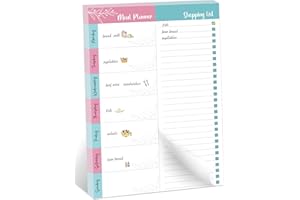 ORIENTAL BEAUTY PEARL Weekly Meal Planner and Grocery List Magnet Pad for Fridge, 52 Sheets Magnetic Meal Planning Notepad, 6’’ x 9’’ Menu Planner with Tear Off Shopping and Grocery List
