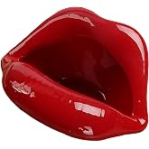 Wang-Data Creative Ceramic Cigarette Ashtray Lips Style Dark Red Home Decor | Handmade ceramic ashtray with lips design. Holds cigarettes, jewelry and small items. Perfect for desks, vanities and gifts