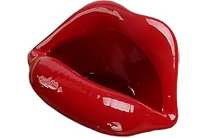 Wang-Data Creative Ceramic Cigarette Ashtrays with Lips Style Fashion Home Decorations（Dark Red）