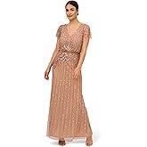 Adrianna Papell Womens Beaded Blouson Long Dress