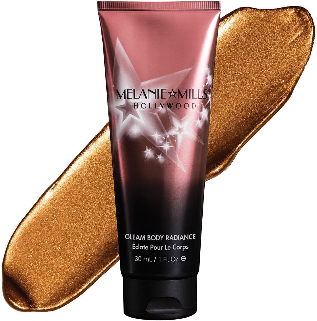 Melanie Mills Hollywood Gleam Body Radiance All In One Makeup, Moisturizer & Glow For Face & Body - Deep Gold, Mini 1 fl.oz.