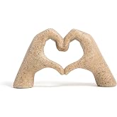 FANTESTICRYAN Small Heart Hands Statues, Resin Home Decor Accent, Sandstone | Home Decor Accent, Living Room &amp; Bedroom, Bookshelf Ornament, Wedding Desk Decor, Sandstone Finish