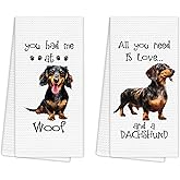 EGBTL Dachshund Gifts Kitchen Towels Set of 2, Dog Hand Towels for Kitchen Decor, Christmas Dachshund Gifts for Women Dog Lovers Moms Owners, You Had Me at Woof Dishcloths Dish Towel 16X24 Inches