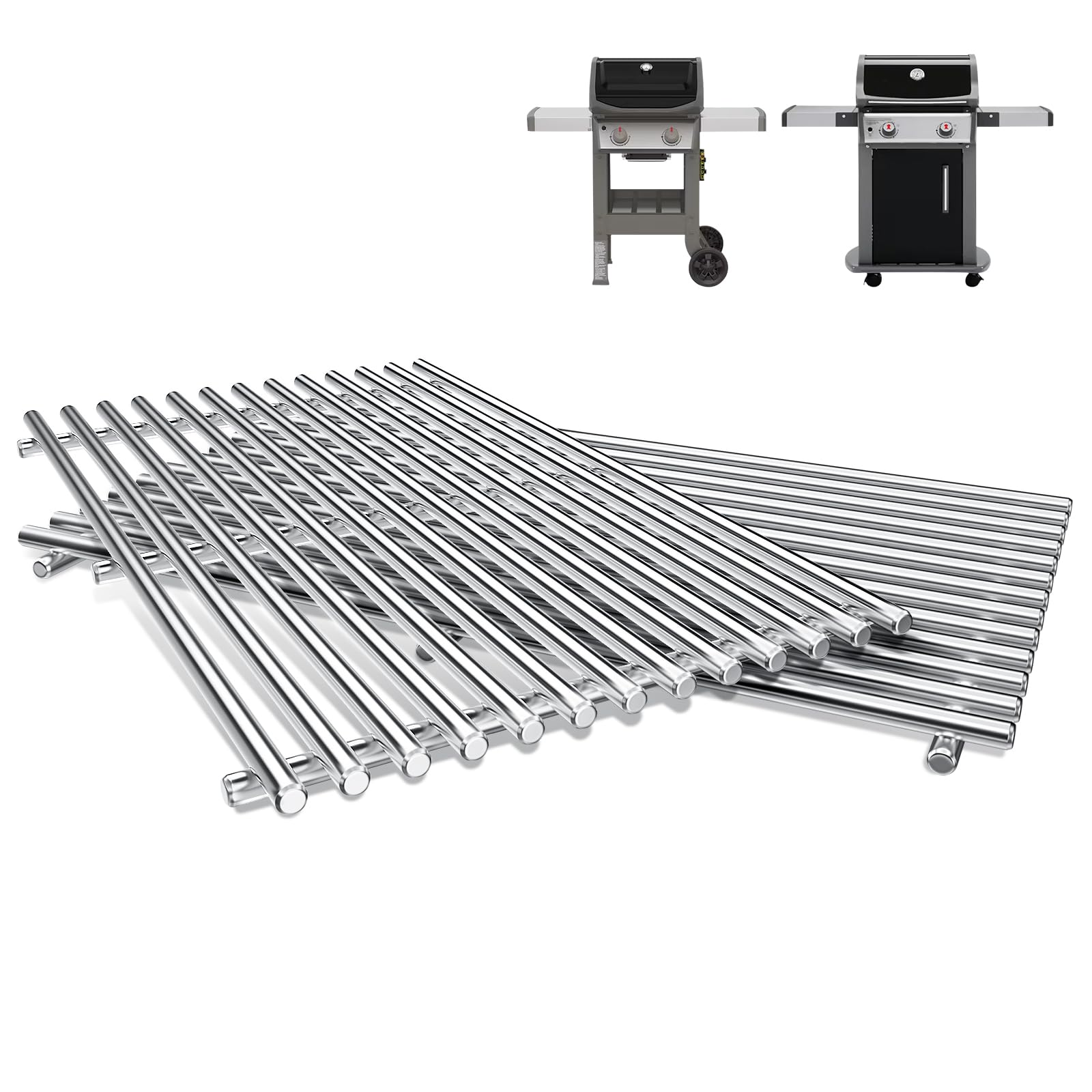 Photo 1 of 9MM 304 Stainless Steel Grates for Weber Spirit 200, Spirit E-210 E-220 Grills with Front-Mounted Control, 17.5 Inch Grill Grates Parts for 7637