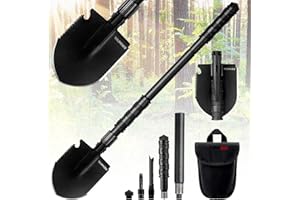 YOUNGDO 14 in 1 Folding Shovel, 63cm Multifunction Survival Shovel for Camping, Backpacking, Outdoor, Hiking, Gardening, Tren