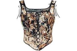 TEYUJOSEM Women's Renaissance Corset Floral Lace Up Boned Bustier Vintage Corset Bodice