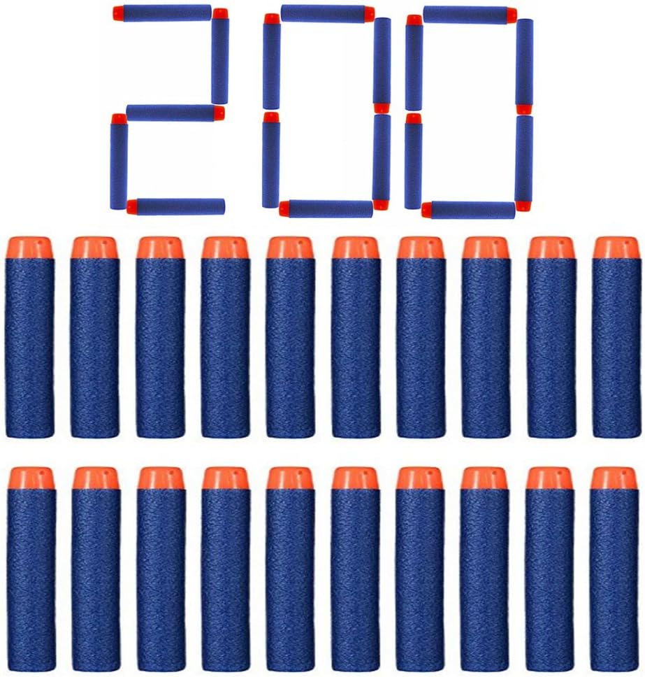 FHD Nerf Refill Bullet Compatible Bullet Darts Soft Tip Blasters Kid Toy Gun for Nerf toy Gun N-strike Elite Series Blue (200 PCS)