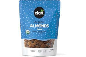 Elan Organic California Raw Almonds, 200G, Unsalted, Unroasted, Raw Nuts, Non-Gmo, Vegan, Gluten-Free, Kosher, Healthy Snacks