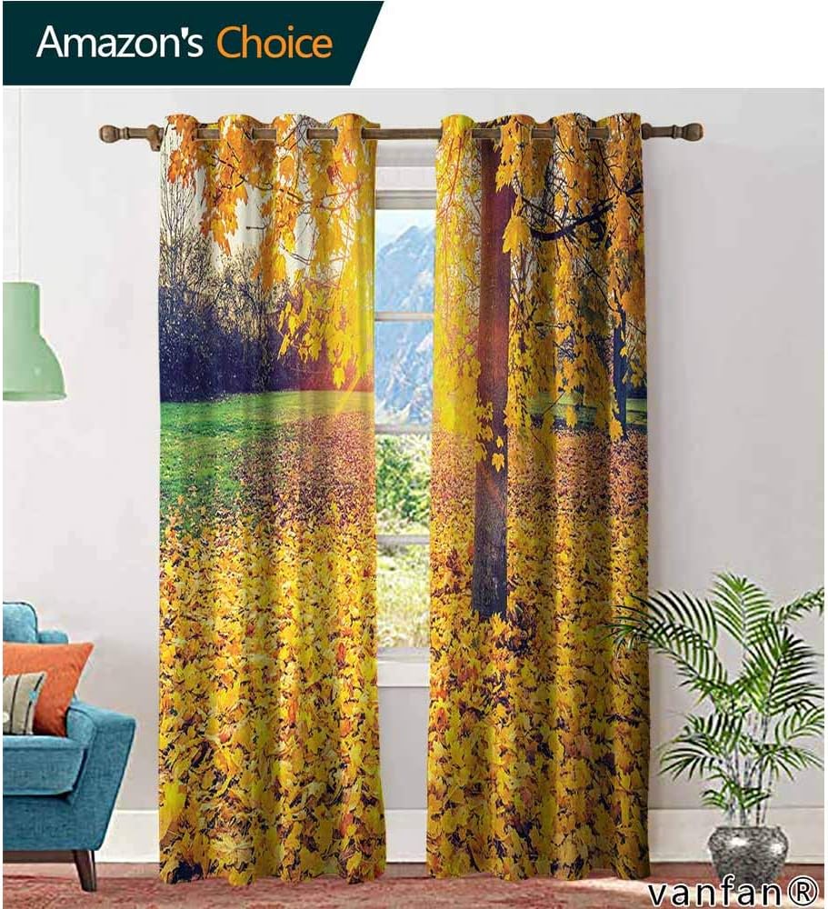 LQQBSTORAGE Forest,Window Curtain Fabric,Colorful Foliage