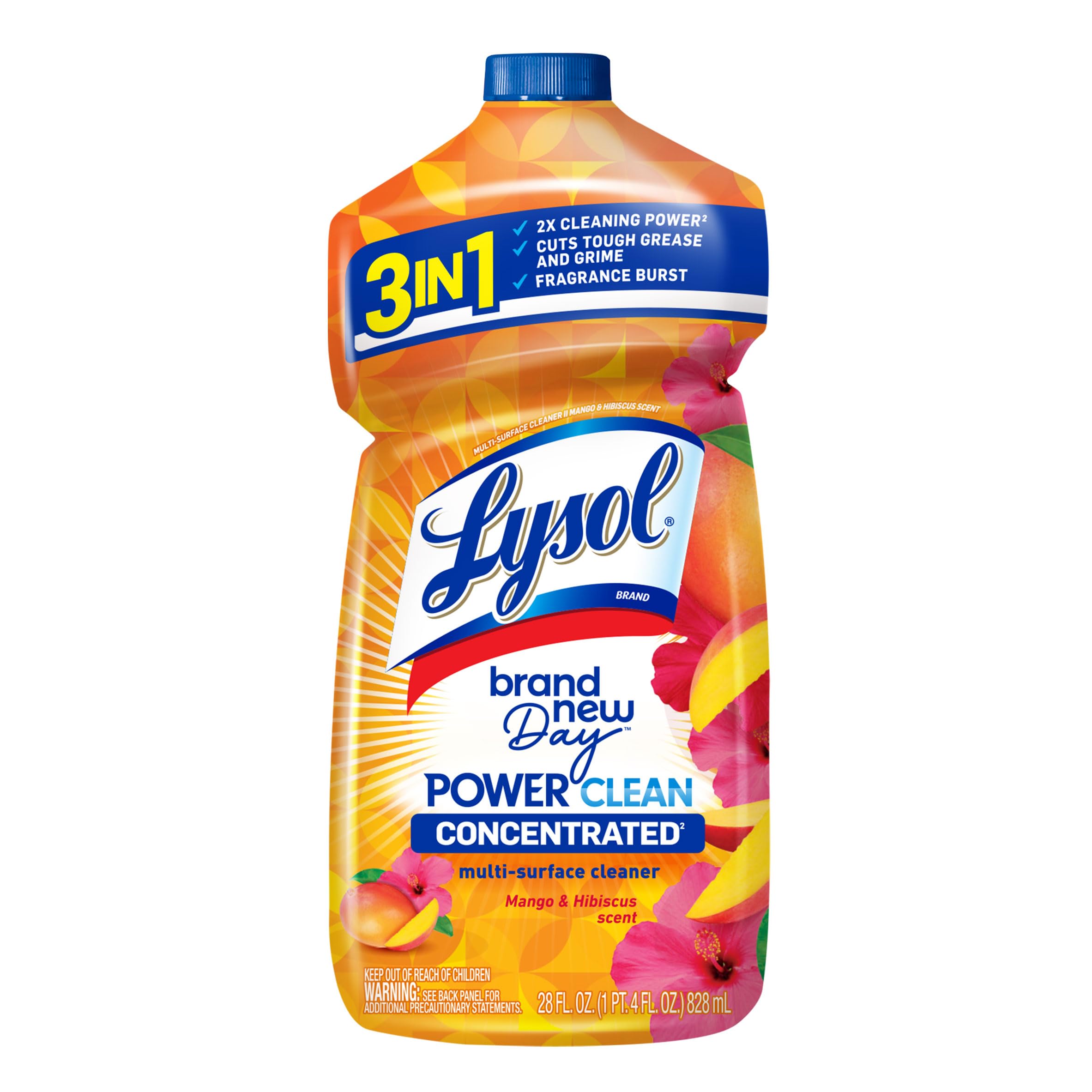Photo 1 of Lysol Power Clean Multi-Surface Cleaner, 2x Concentrated Pour, Mango & Hibiscus, 28 Fl Oz