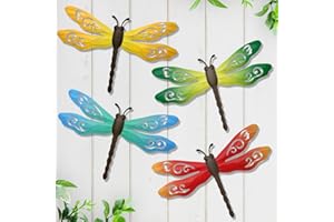 EOORAU Metal Dragonfly Wall Decor, 4 Pack 14inch Metal Dragonfly Wall Hanging Sculpture Decor for Outdoor, Yard Patio Fence Garden Outside Decorations