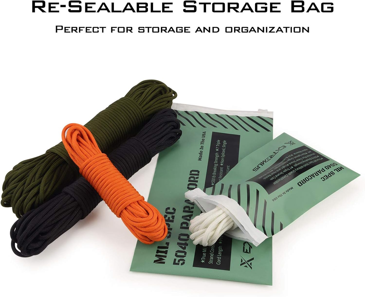 Extremus True Mil Spec 5040 Type III Paracord, Made in The USA, Military Grade 550 lbs Breaking Strength Paracord Carabiner Survival Tool, Paracord Tightening/Lashing Tool : Sports & Outdoors