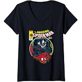 Womens Marvel Spider-Man VS Venom Bloody Battle Comic Cover V-Neck T-Shirt