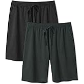 DAVID ARCHY Mens Pajama Shorts Ultra-Soft Cotton Sleep Shorts with Pockets, Breathable & Lightweight Lounge Sleepwear 2 Pack
