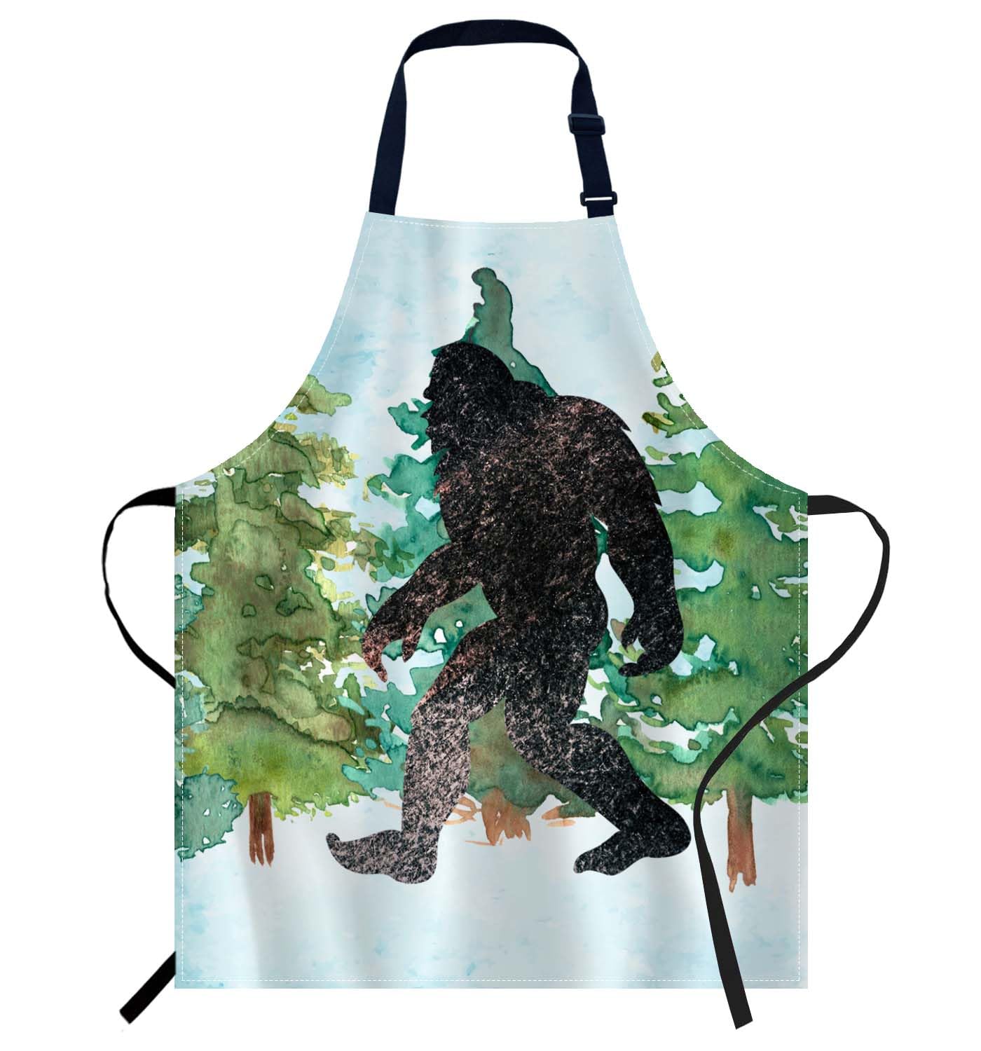 Smooffly Sasquatch Watercolor Apron Unisex Adjustable Bib Apron Cooking Kitchen Chef Women Men Aprons for Home Kitchen, Restaurant,Coffee House,Shop,Garden — image 1