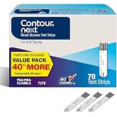 Ascensia Contour Next Blood Glucose Diabetes Test Strips, 70 Count | 1 Pack, Accurate, No Coding, Second-Chance Sampling, Compatible With All Contour Next Meters, Easy Blood Sugar Testing