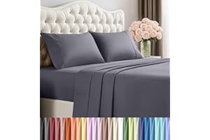 Utopia Bedding Parure de lit 4 pièces pour grand lit, tissu en microfibre brossée douce, résistant au rétrécissement et à la décoloration, facile d'entretien (gris)