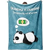 Craftique Christmas Birthday Gifts for Grandma- Soft Grandma is Charging Blanket- Funny Grandmas Gifts, Practical Blanket Throw for Napping Travel, 60”×50”