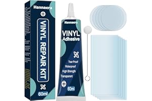 HANNAERA Air Mattress Patch Kit, Pool Liner Patch Kit Waterproof, Transparent Inflatable Patch Repair Kit, Vinyl Repair Kit for Inflatables, Swimming Pool,Hot Tub,Boat,Raft,Kayak (60 ml) (VIinyl Glue)