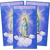 Needzo How To Pray The Rosary Tri Fold Pocket Cards, Catholic Prayer Instruction Pamphlet, Features Apostles’ Creed, the Our Father, Hail Mary, Glory Be, and Hail Holy Queen, 3 x 5 Inches, 3 Pack