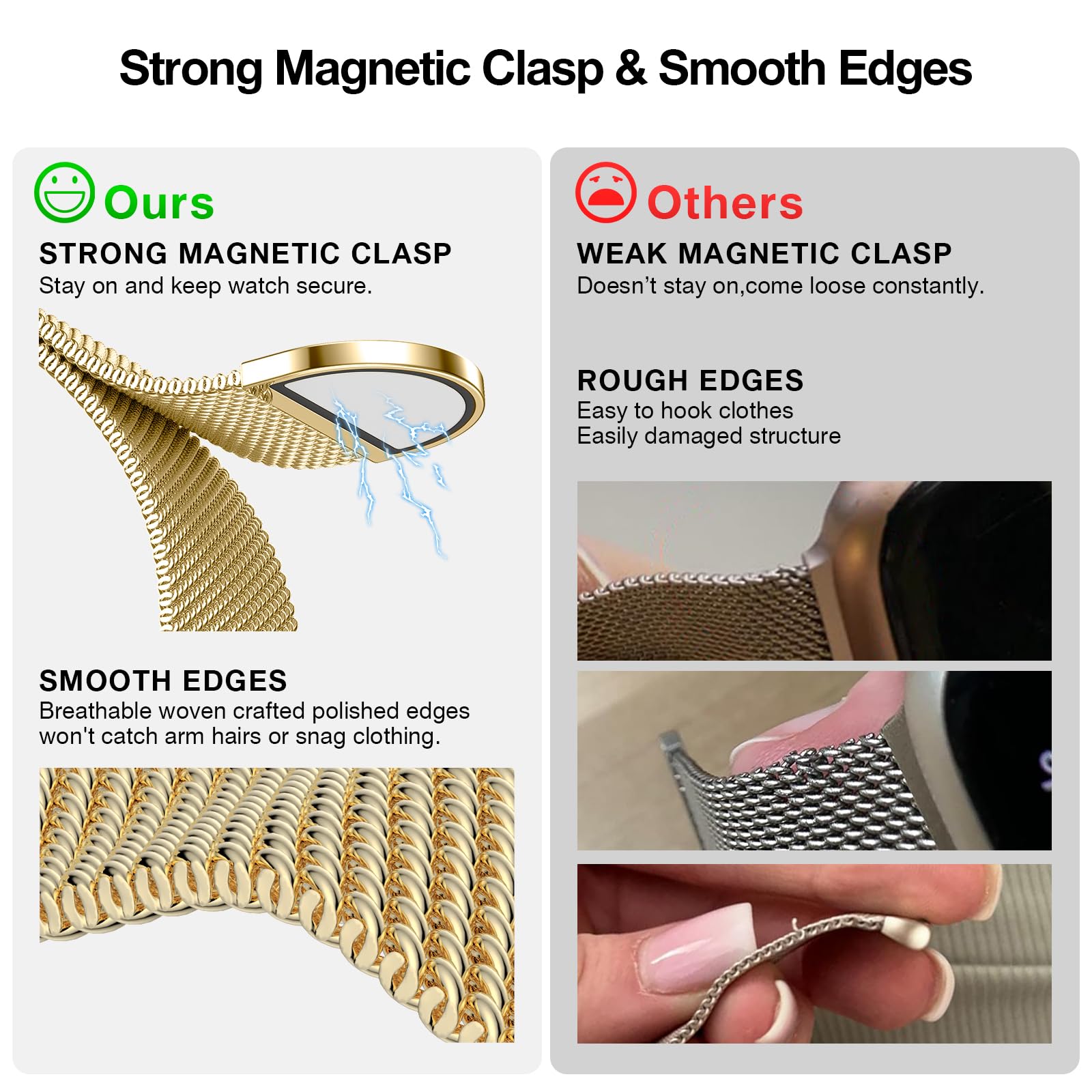 BELONGME Mesh Metal Loop Compatible with Apple Watch Band 40mm 41mm 38mm 42mm Series 11 10 9 8 7 6 5 4 3 2 1, SE 3 2 1 Women Men, Stainless Steel Strap with Magnetic Clasp for iWatch Bands