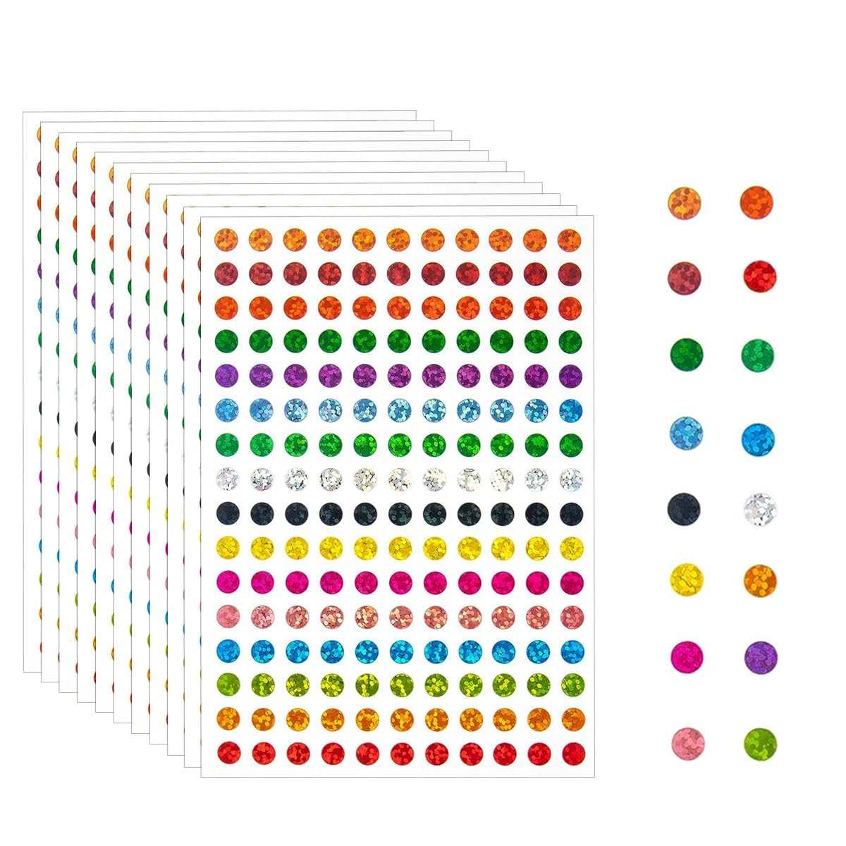 Photo 1 of 20 Sheets Color Coding Labels - Laser Shiny Sparkle Circle Dot Stickers, 1/4" Round Sparkle Dot Stickers