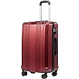 Coolife Luggage Suitcase PC+ABS with TSA Lock Spinner Carry on Hardshell Lightweight 20in 24in 28in (wine red, S(20in_carry on))