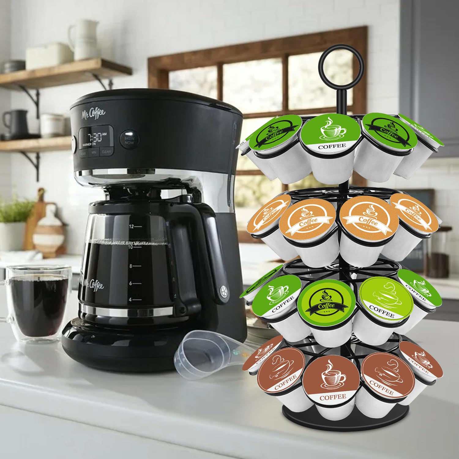 KIMIUP Coffee Pod Holder, K Cup Organizer Compatible with K-Cups(36 Pods), Kitchen Detachable Coffee Pod Organizer for Countertop, Spins 360-Degrees