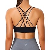 Evercute Cross Back Sport Bras Padded Strappy Medium Support Cropped Bras for Yoga Workout Fitness Bras
