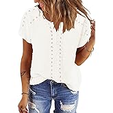 BETTE BOUTIK Women Short Sleeve Boho Tops Summer Dressy Casual Shirts Trendy Western Blouses