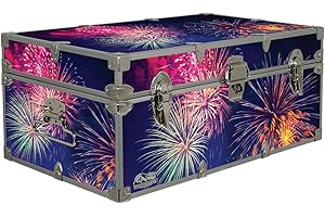 C&N Footlockers Designer Trunk - Fourth of July Americana Storage Trunk - Grand Finale Fireworks - 32x18x13.5 Inches