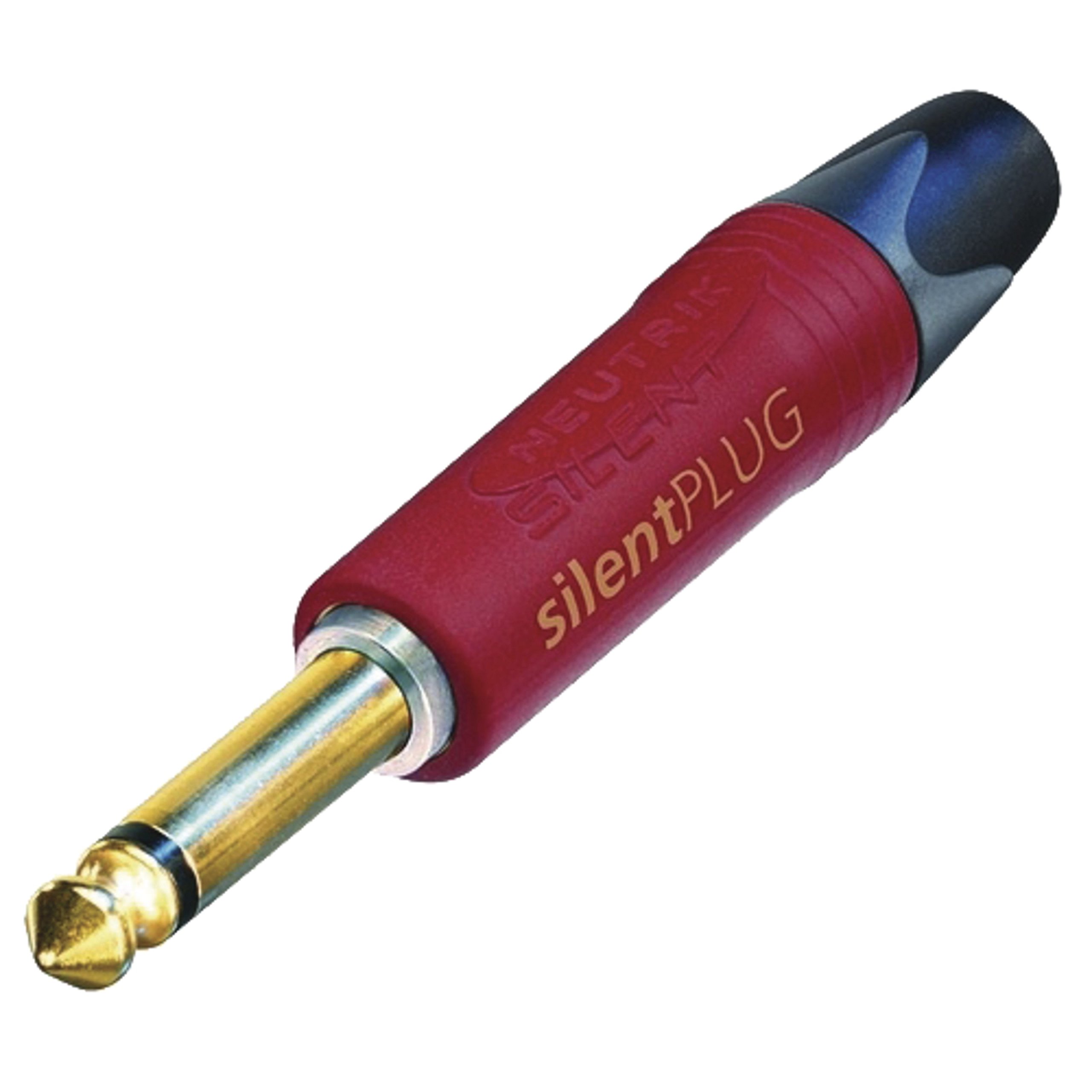 Neutrik Silent Switch NP2X AU-SILENT Jack Plug 6.35 mm Right-Angled 2-Pin Red Rubber Coating with Gold-Plated Contact