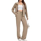 Sixstar Women Two Piece Outfits Sweatsuit Zip Up Sweatshirt Wide Leg Sweatpant Matching Travel Tracksuit Lounge Sets