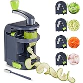 Kuchecraft Vegetable Spiralizer For Veggies (4-in-1 Rotating Blades) Zucchini Noodle Maker With Strong Suction Cup, Multipurp