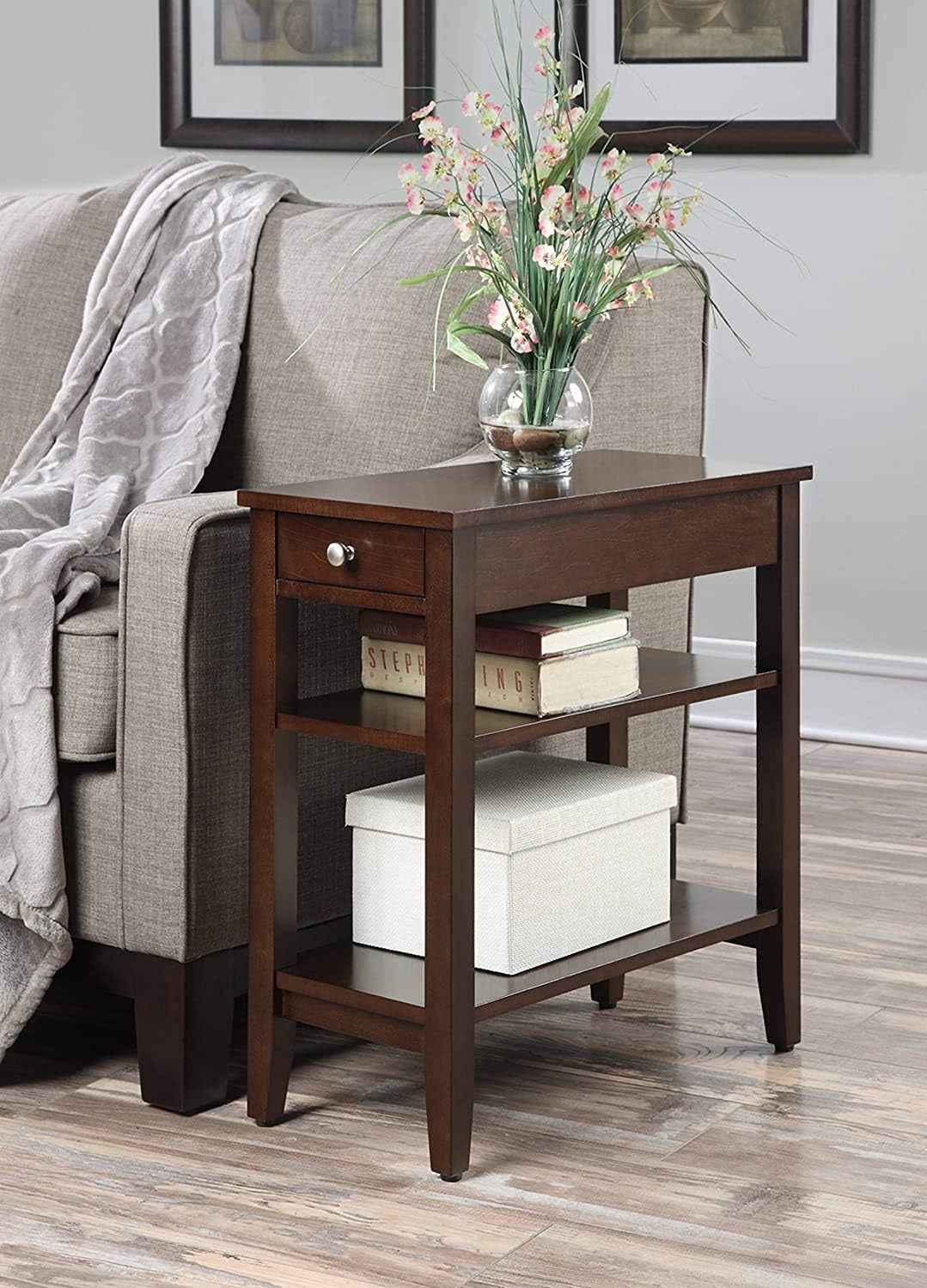 Convenience Concepts American Heritage Three Tier End Table with Drawer, Espresso: Furniture & Decor