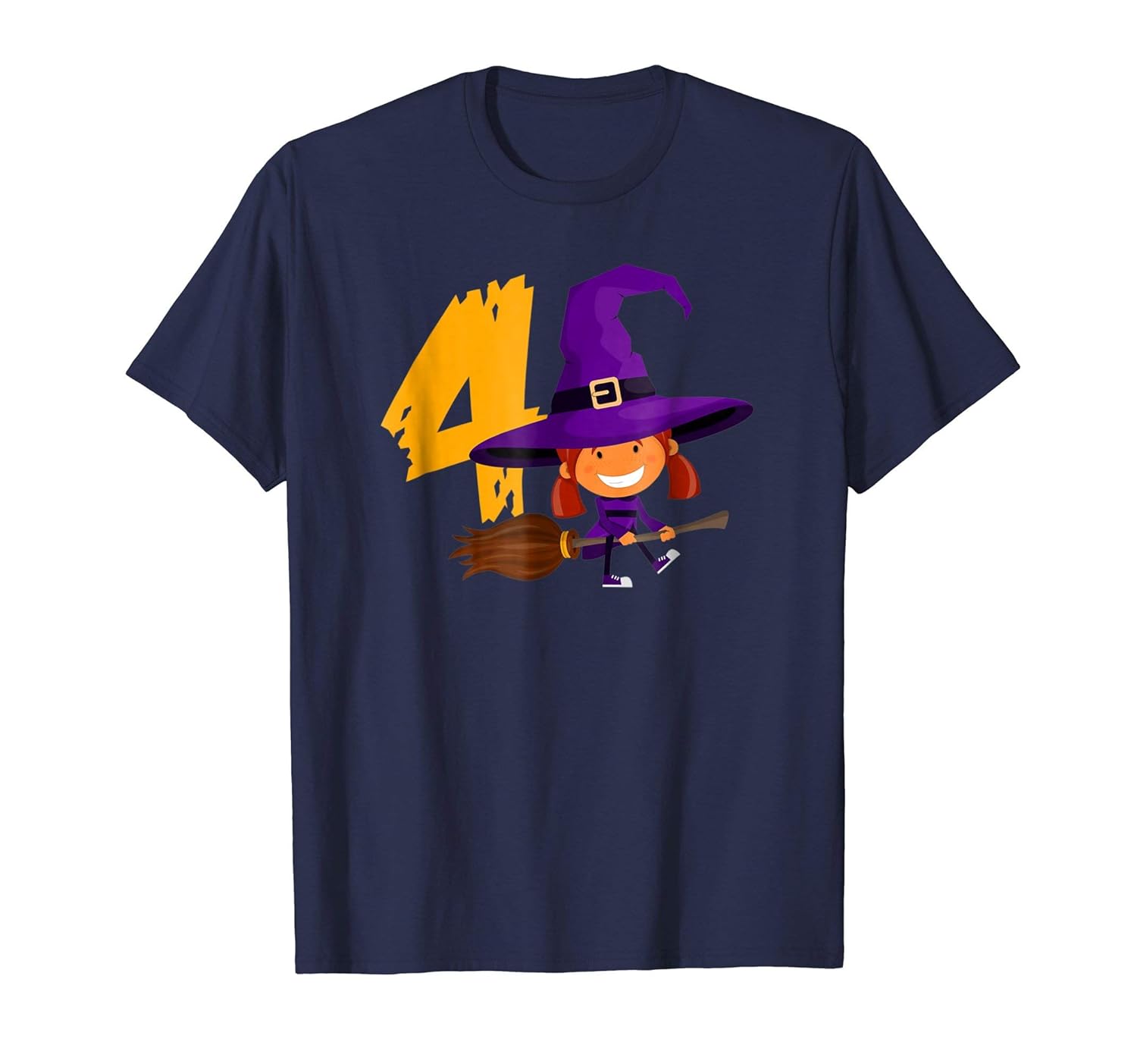 4th Birthday Cute Witch Girl Halloween T-shirts Born In 2014-Rose