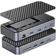 USB C Hub with M.2 SSD Enclosure, New Upgrade ORICO 10-in-1 USB-C Docking Station with Built in fan, 10Gbps USB 3.2 Gen2 M.2 NVMe SSD Reader, Support 4K@60Hz HDMI, 100W PD, Ethernet, SD/TF - DPM2P9-V1
