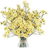Floroom 24pcs Yellow Small Artificial Flowers Faux Silk Daisies Fake Wildflowers with Stems for DIY Wedding Bouquets Floral Arrangements Party Decor Centerpieces Decorations (Vase Not Included)