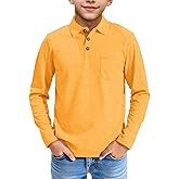 EPICGALA Boys Long Sleeve Polo Shirt with Chest Pocket – Casual School Uniform Top for Kids Ages 5-14