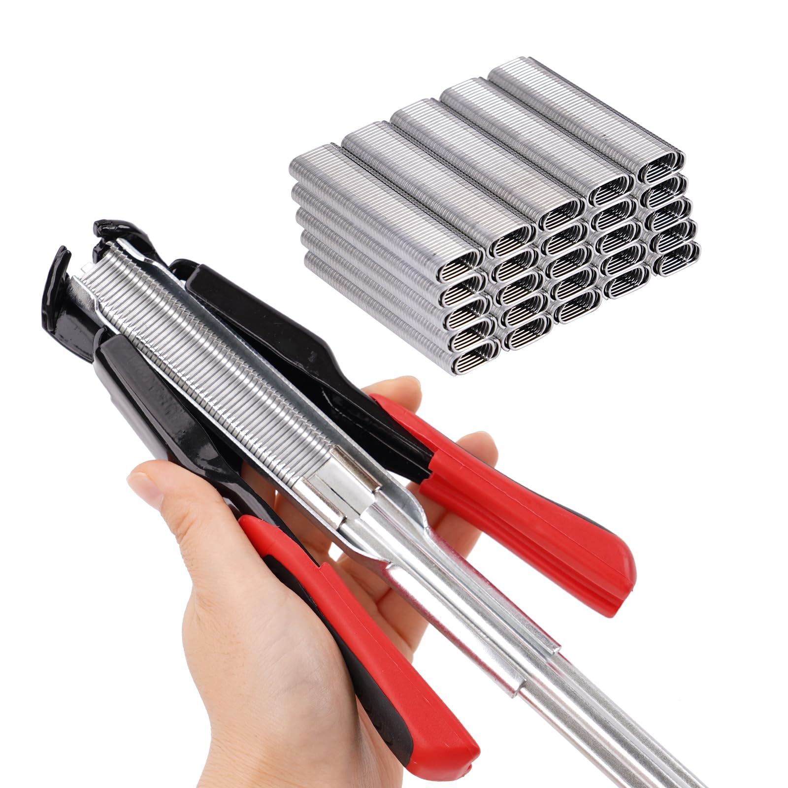 Photo 1 of Hog Ring Pliers Kit Automatic with 2500pcs Nails for Chicken Wire Fencing Fastening Clamp Fencing Tool C Ring Stapler