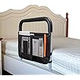 Bed Rails for Elderly Adults Safety with Adjustable Heights Storage Pocket Assist Support Side Railings for Seniors Citizens Slides Under Mattressbed Cane Bed Guard Bed Handles Bars (Grey)